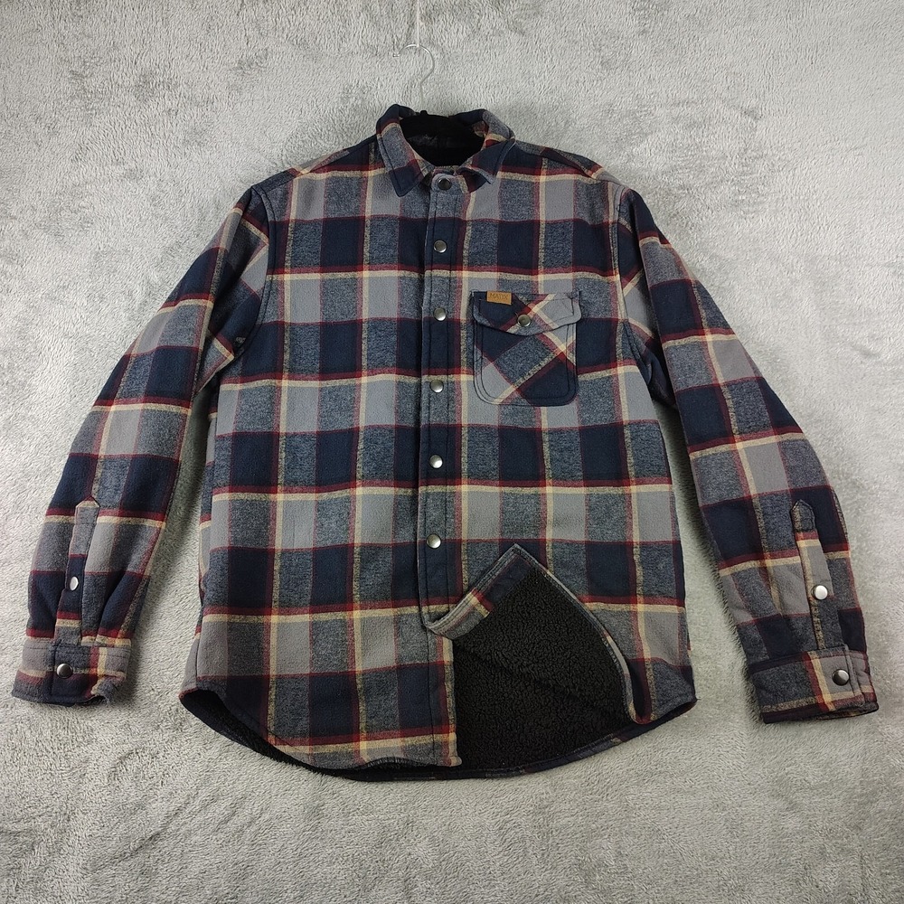 Matix‎ Sherpa Lined Navy Shacket Shirt Jacket Snap Button Outdoors M Gorpcore